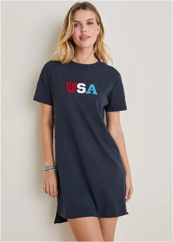 Metallic mini dresses for a glamorous eventT-Shirt Dress - Black Iris USA