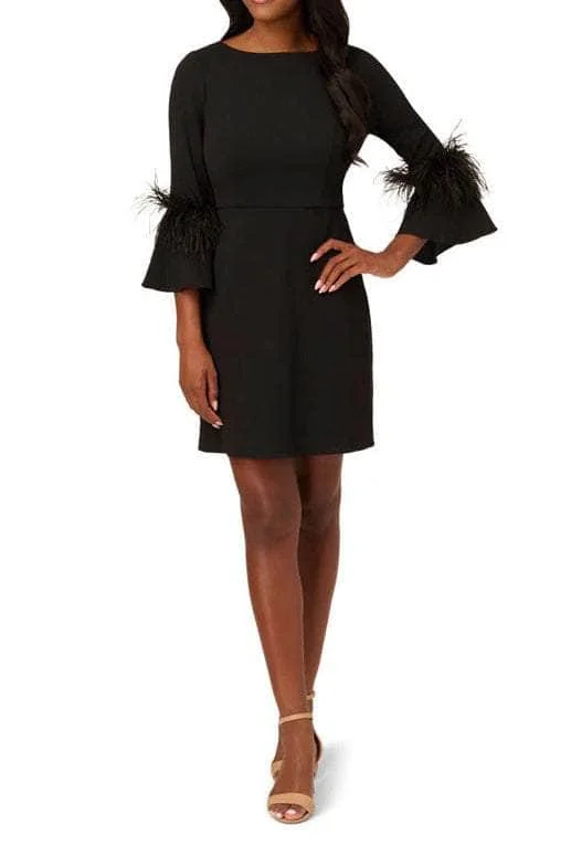 Asymmetric - hem cocktail dresses in a bold color for a fashion - forward lookAdrianna Papell AP1D105175 - Feathered Bell Sleeve Cocktail Dress