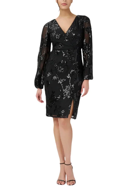 Velvet cocktail dresses with long sleeves for winter galasAdrianna Papell AP1E210109 - Sequined Surplice V-Neck Cocktail Dress Velvet cocktail dresses with long sleeves for winter galasAdrianna Papell AP1E210109 - Sequined Surplice V-Neck Cocktail Dress