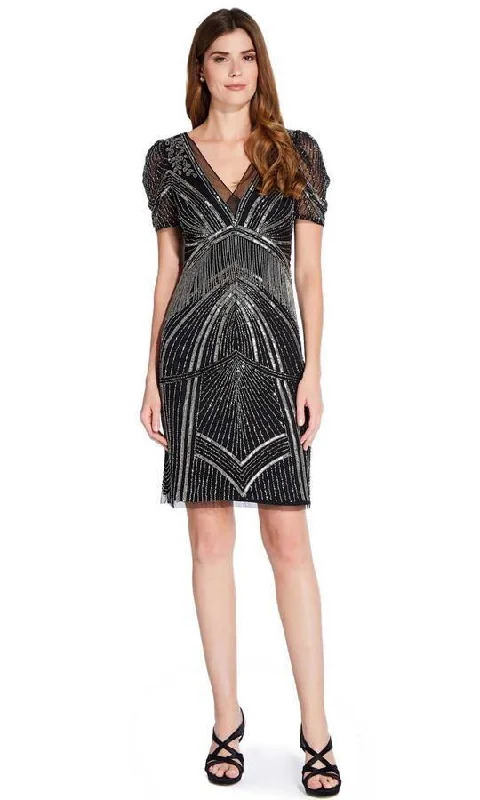 Mini cocktail dresses with a denim fabric for a casual - chic lookAdrianna Papell AP1E205816 Short Sheath Dress