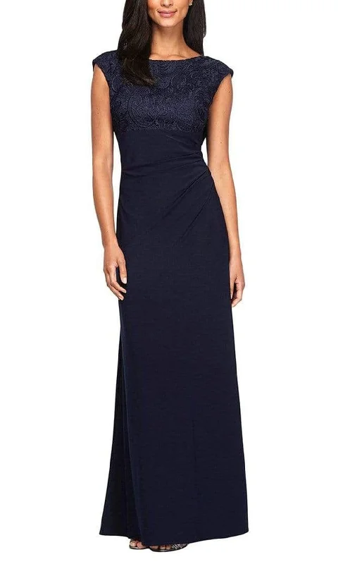 Formal dresses with pleated bodices and taffeta fabric for a traditional lookAlex Evenings - 1121585 Cap Sleeve Lace Flowy Dress