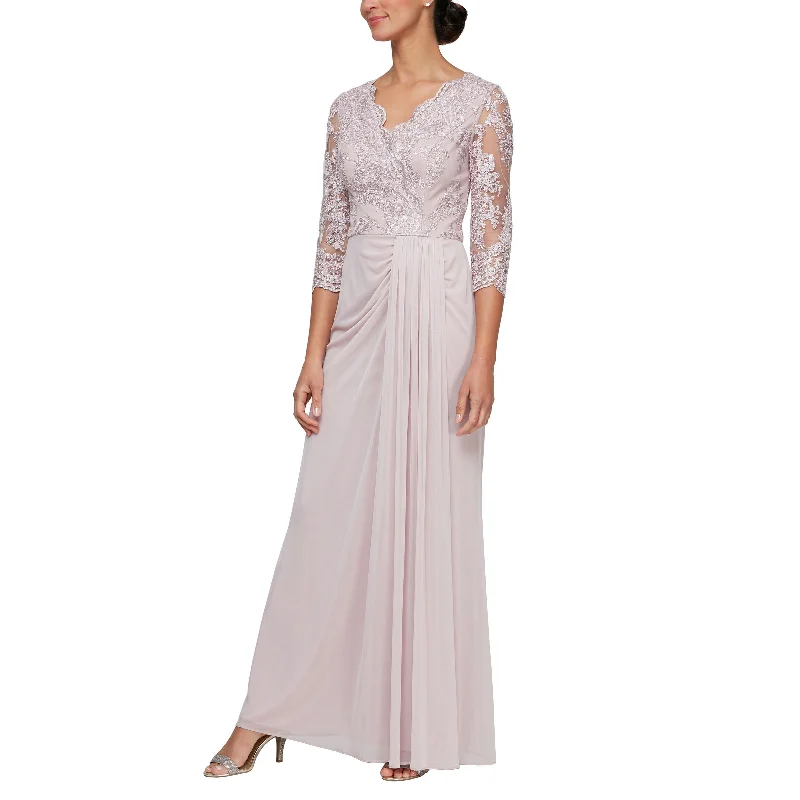 Denim maxi dresses with frayed hems for a casual look Denim maxi dresses with frayed hems for a casual look Alex Evenings 81171560 Long Formal Mother of the Bride Dress