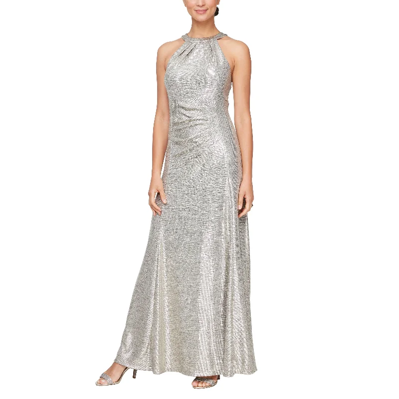 Maxi dresses with cut - out details on the sides for a modern edge Maxi dresses with cut - out details on the sides for a modern edge Alex Evenings 8127772 Long Metallic Formal Evening Dress