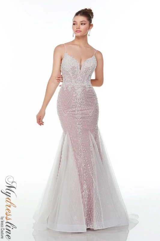 Prom dresses with tiered ruffled sleeves and satin skirts for a feminine and voluminous lookAlyce 61088