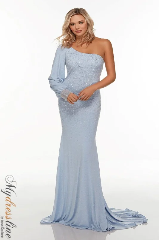 Prom dresses with lace - up side panels and ruffled bodices for a feminine and detailed lookAlyce 61151