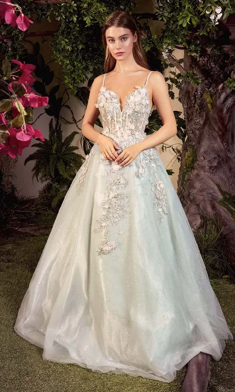 Formal dresses with ruched back panels and button - down fronts for a unique and flattering fitAndrea and Leo - A1040 Floral Embellished A-Line Bridal Gown
