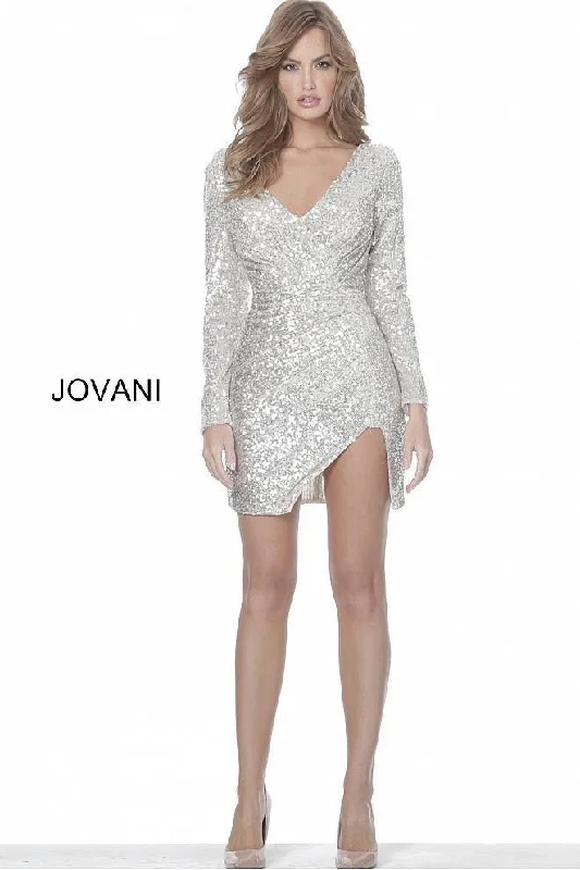 Geometric - printed cocktail dresses with a long - sleeve optionJovani Beaded Long Sleeve Short Cocktail Dress Sale