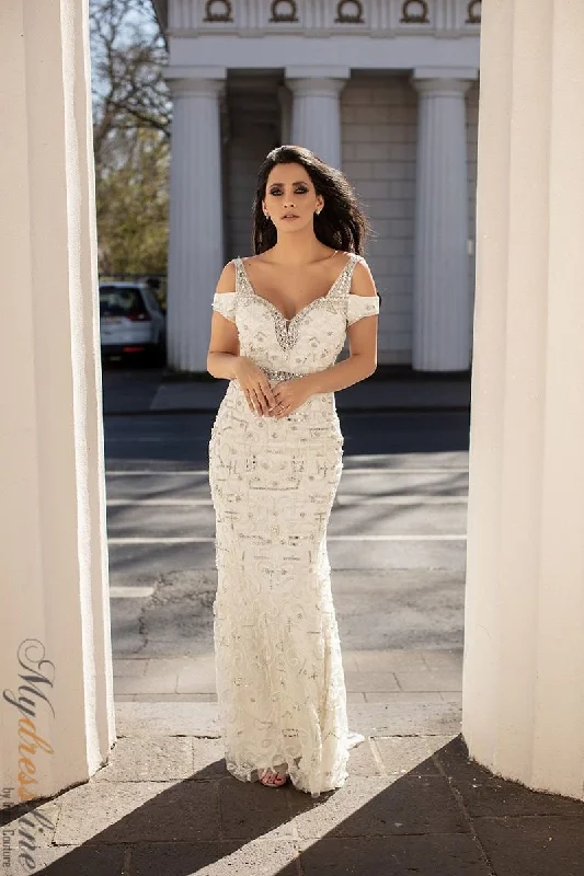 Prom dresses with ruched bodices and organza sleeves for a romantic lookChic and Holland HF1598 Prom dresses with ruched bodices and organza sleeves for a romantic lookChic and Holland HF1598