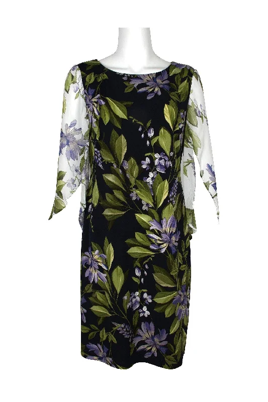 Mini cocktail dresses with a glittery finish for a party - ready styleConnected Apparel Short Long Sleeve Floral Dress