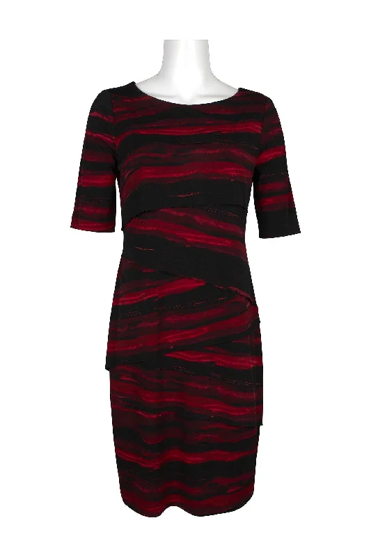 Geometric - printed cocktail dresses with a long - sleeve optionConnected Apparel Short Sleeve Tiered Print Dress