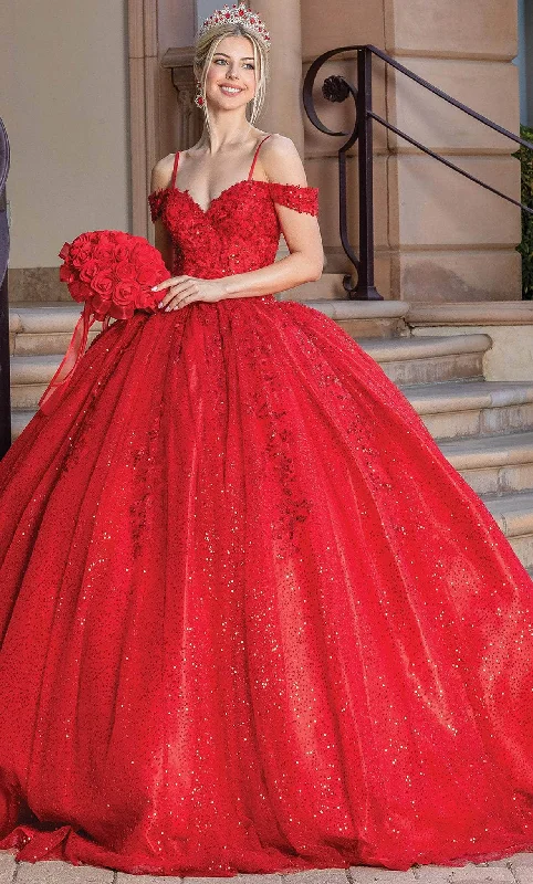 Prom dresses with metallic - colored fabrics and beaded embroidery for a glamorous promDancing Queen 1595 - Sequin Adorned Quinceanera Ballgown