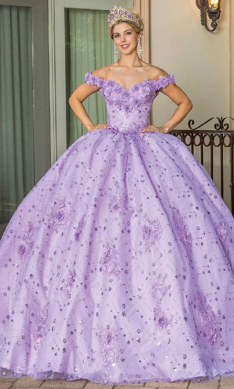 Prom dresses with side - slit pockets and solid - color fabrics for a practical and stylish formal lookDancing Queen 1660 - Blossom Applique Quinceanera Ballgown