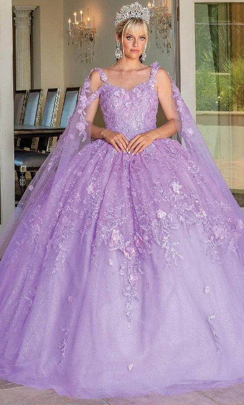 Sleeveless formal dresses with sequined straps and a - line skirts for a classic formal eventDancing Queen 1664 - Floral Quinceanera Ballgown