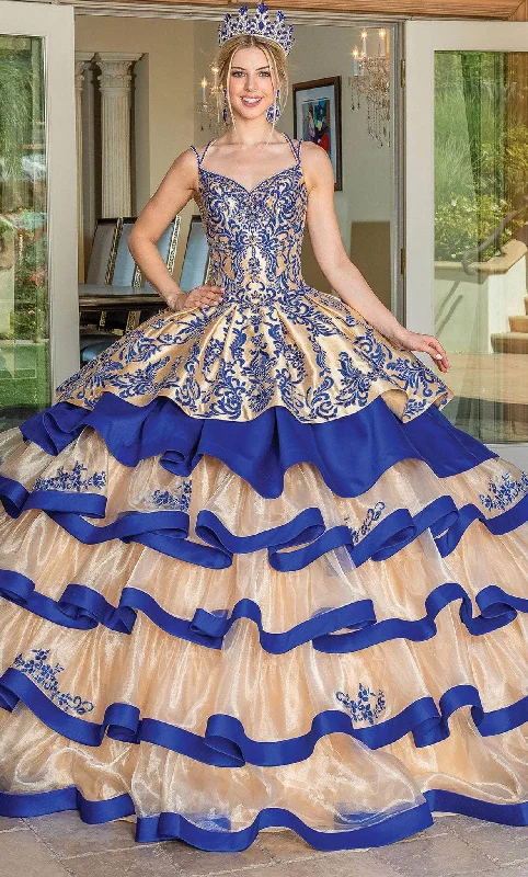 Prom dresses with cold - shoulder cutouts and satin bows for a trendy lookDancing Queen 1689 - Tiered Ruffle Quinceanera Ballgown