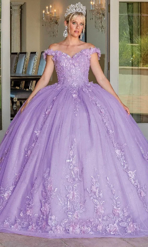 Long - sleeved formal dresses in velvet for a winter formal eventDancing Queen 1698 - Embellished Quinceanera Ballgown