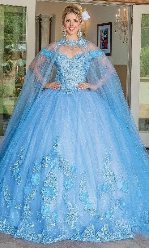 Formal dresses with ruched back panels and button - down fronts for a unique and flattering fitDancing Queen 1706 - Bead Fringed Quinceanera Ballgown