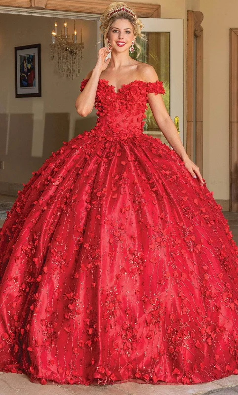 Prom dresses with pom - pom - decorated hems and cotton - blend fabrics for a playful and comfortable formal styleDancing Queen 1734 - Petal Ornate Quinceanera Ballgown