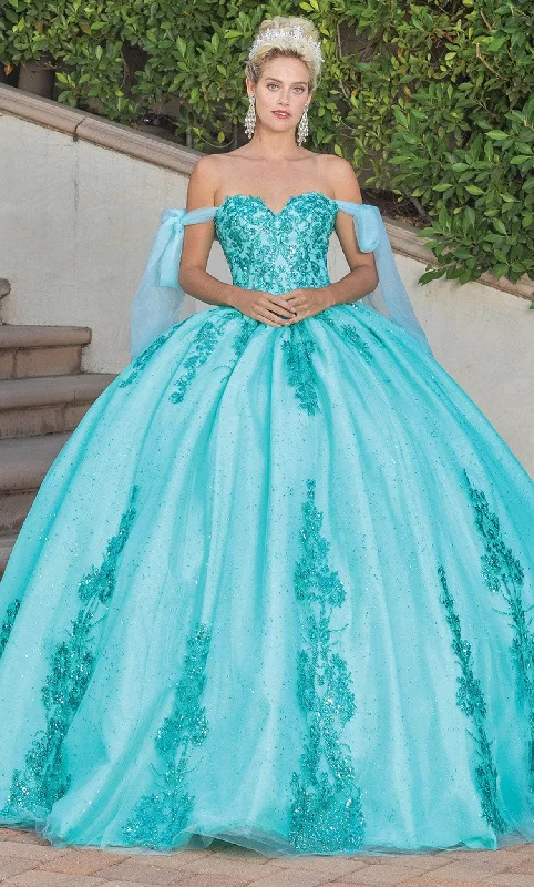 Prom dresses with metallic - colored fabrics and beaded embroidery for a glamorous promDancing Queen 1791 - Bow Sash Quinceanera Ballgown