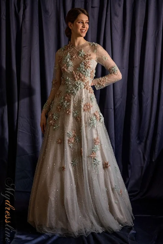 Prom dresses with pom - pom - decorated hems and cotton - blend fabrics for a playful and comfortable formal styleDulce Celia XIMENA