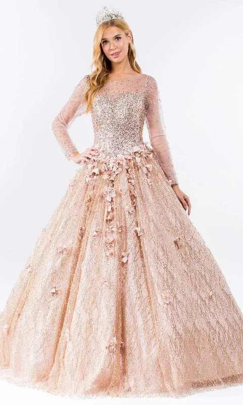 Formal dresses with wrap - around styles and beaded belts for a customized fitElizabeth K - GL1963 Long Sleeve Jeweled Ballgown Formal dresses with wrap - around styles and beaded belts for a customized fitElizabeth K - GL1963 Long Sleeve Jeweled Ballgown