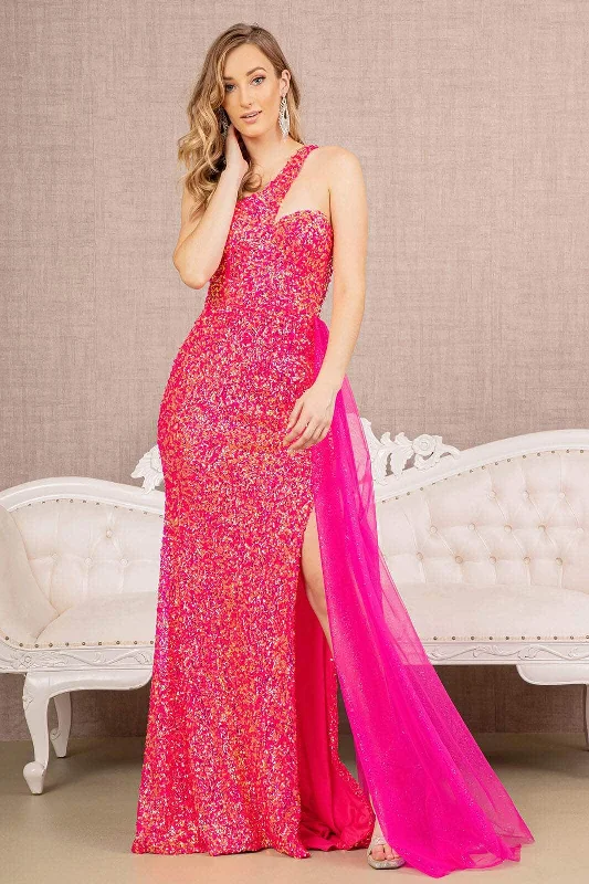 Long - train formal dresses in chiffon for a dramatic prom entranceElizabeth K GL3133 - Embellished Asymmetrical Prom Dress Long - train formal dresses in chiffon for a dramatic prom entranceElizabeth K GL3133 - Embellished Asymmetrical Prom Dress