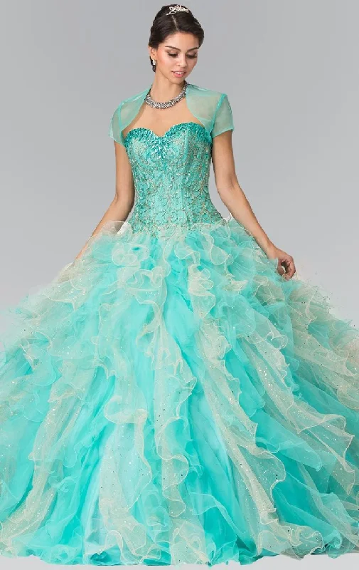 Formal dresses with gathered bodices and wide - leg skirts for a comfortable and stylish silhouetteElizabeth K - GL2210 Jeweled Sweetheart Ballgown