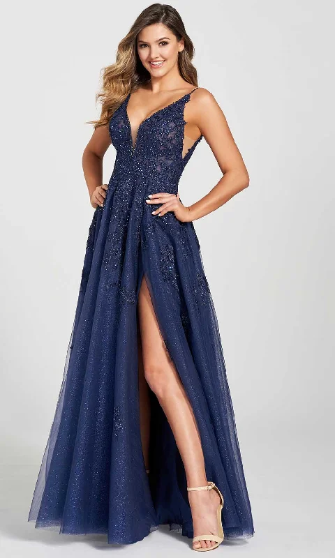 Sheath formal dresses with metallic thread detailing for a modern promEllie Wilde EW122102 - Embroidered Prom Dress Sheath formal dresses with metallic thread detailing for a modern promEllie Wilde EW122102 - Embroidered Prom Dress