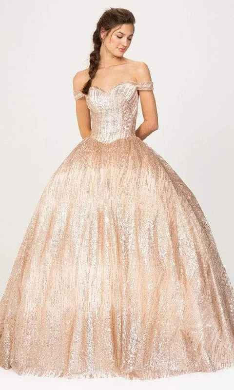 A - line formal dresses with beaded lace appliques for formal eventsEureka Fashion - 9616 Glittered Voluminous Ballgown