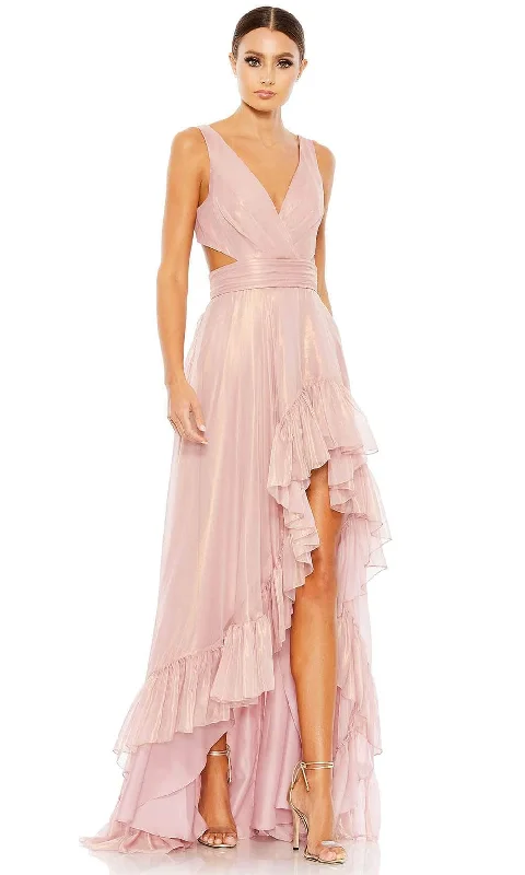 Formal dresses with abstract print panels and rhinestone embellishments for a unique formal eventIeena Duggal 49526 - Ruffled Sleeveless Formal Dress