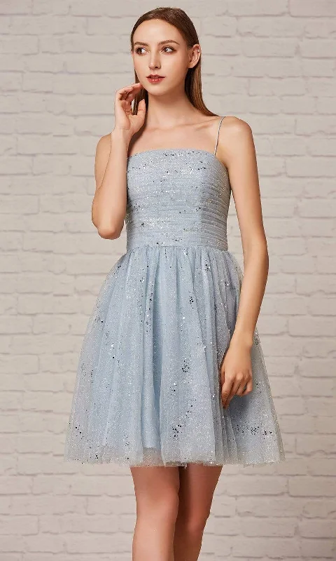 Cocktail dresses with a one - piece design and a statement bowJ'Adore Dresses - J18078 Glitter A-Line Cocktail Dress