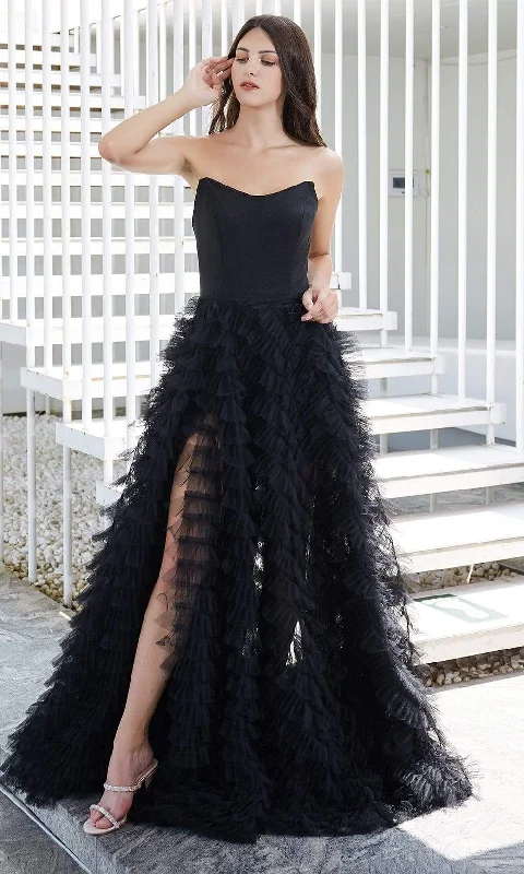 Prom dresses with side - slit pockets and solid - color fabrics for a practical and stylish formal lookJ'Adore Dresses - J20009 Strapless Ruffled Tulle Ballgown Prom dresses with side - slit pockets and solid - color fabrics for a practical and stylish formal lookJ'Adore Dresses - J20009 Strapless Ruffled Tulle Ballgown