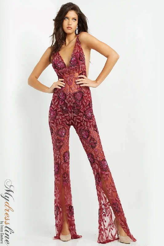 A - line formal dresses with beaded lace appliques for formal eventsJovani 04402