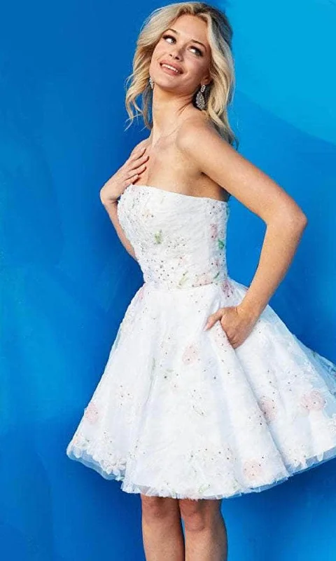 Animal - print cocktail dresses with a V - neck for a fierce lookJovani 07967 - Strapless A-line Cocktail Dress