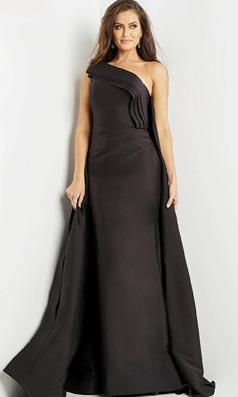 Formal dresses with ruffled skirts and bow accents for a charming prom appearanceJovani 09203 - Asymmetrical Pleated Evening Gown
