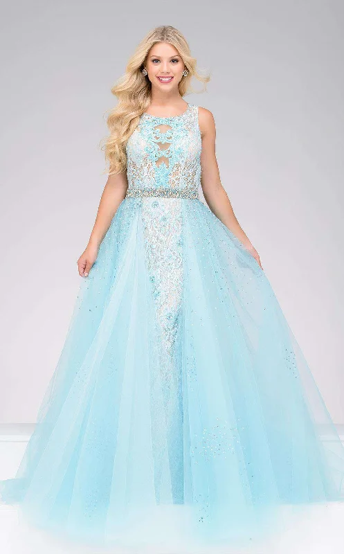 Prom dresses with illusion necklines and crystal embellishments for a formal affairJovani 36805BG Dress