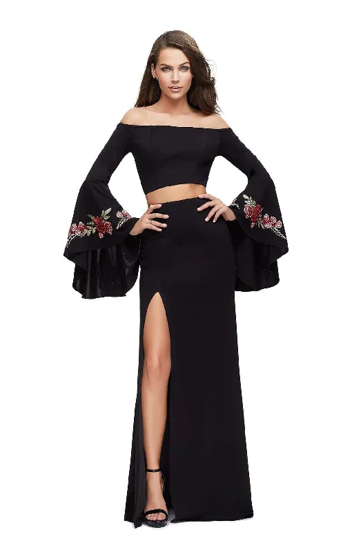 Prom dresses with ruched bodices and organza sleeves for a romantic lookLa Femme 25741 Dress Prom dresses with ruched bodices and organza sleeves for a romantic lookLa Femme 25741 Dress