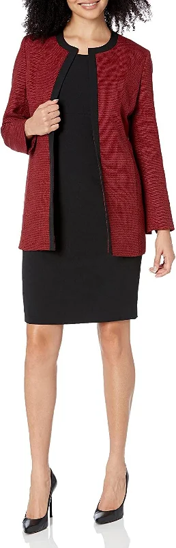 Plaid cocktail dresses with a flared skirt for a classic feelLe Suit Short Sleeveless Two Piece Set Jacket Dress