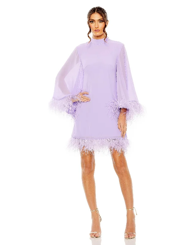 Cocktail dresses with a pleated skirt and a square necklineMac Duggal 11439 Long Sleeve Chiffon Cocktail Dress
