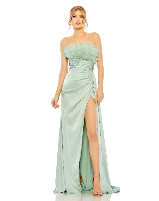 Sheer maxi dresses with lace overlays for a romantic touch Sheer maxi dresses with lace overlays for a romantic touch Mac Duggal 11690 Long Formal Feather Prom Dress
