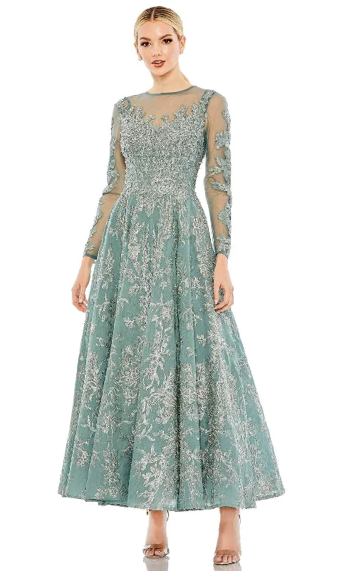 Prom dresses with keyhole backs and rhinestone - studded straps for a flirty lookMac Duggal 20337 - Illusion Jewel Embroidered Formal Dress