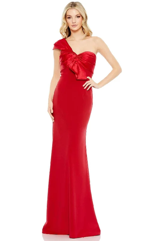 Prom dresses with pom - pom - decorated hems and cotton - blend fabrics for a playful and comfortable formal styleMac Duggal 49547 - One Shoulder Prom Dress