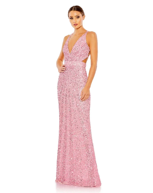 Maxi dresses with cold - shoulder cutouts for a trendy look Maxi dresses with cold - shoulder cutouts for a trendy look Mac Duggal 5686 Long Prom Formal Sequin Dress
