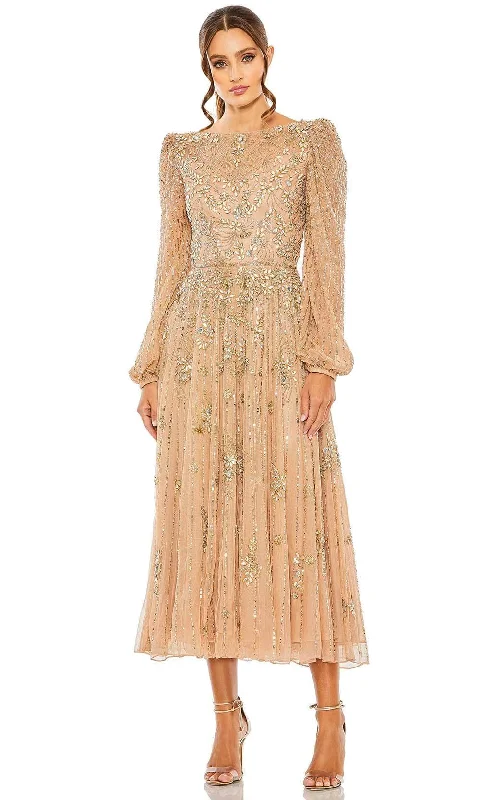 Cocktail dresses with a wrap - front style and a long - length optionMac Duggal 5990 - Bateau Embellished Formal Dress