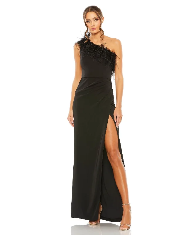 Maxi dresses with cold - shoulder cutouts for a trendy look Maxi dresses with cold - shoulder cutouts for a trendy look Mac Duggal 68456 Prom Feather Long Formal Dress