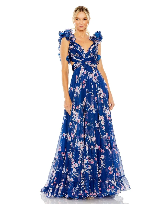 Maxi dresses with embroidered floral motifs for a unique design Maxi dresses with embroidered floral motifs for a unique design Mac Duggal 68520 Tiered Floral Long Prom Formal Dress