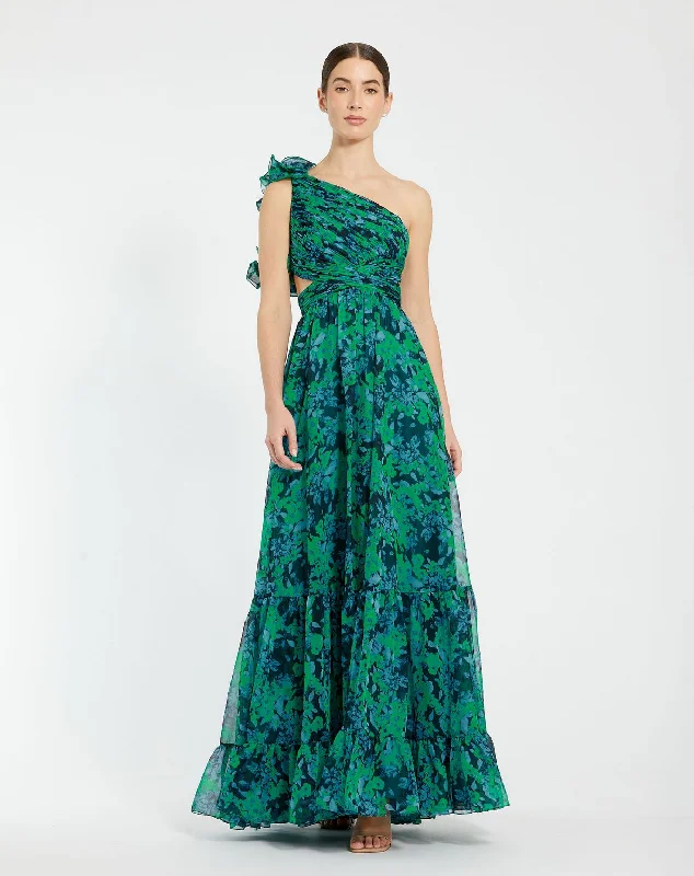 Satin maxi dresses with a high - low hem for a modern twist Satin maxi dresses with a high - low hem for a modern twist Mac Duggal 68650 Formal Tiered Prom Long Dress