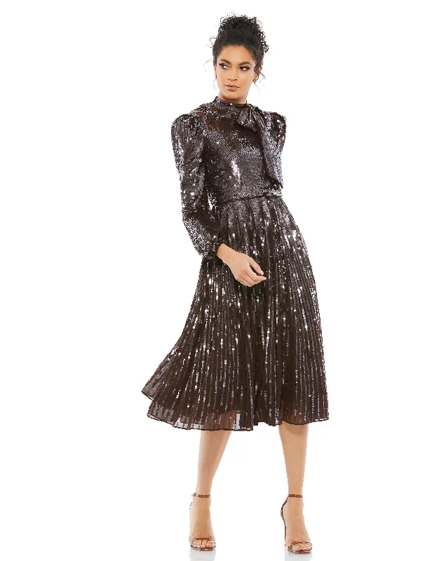Asymmetric - hem cocktail dresses in a bold color for a fashion - forward lookMac Duggal 93642 Long Sleeve Tea Length Formal Dress Asymmetric - hem cocktail dresses in a bold color for a fashion - forward lookMac Duggal 93642 Long Sleeve Tea Length Formal Dress
