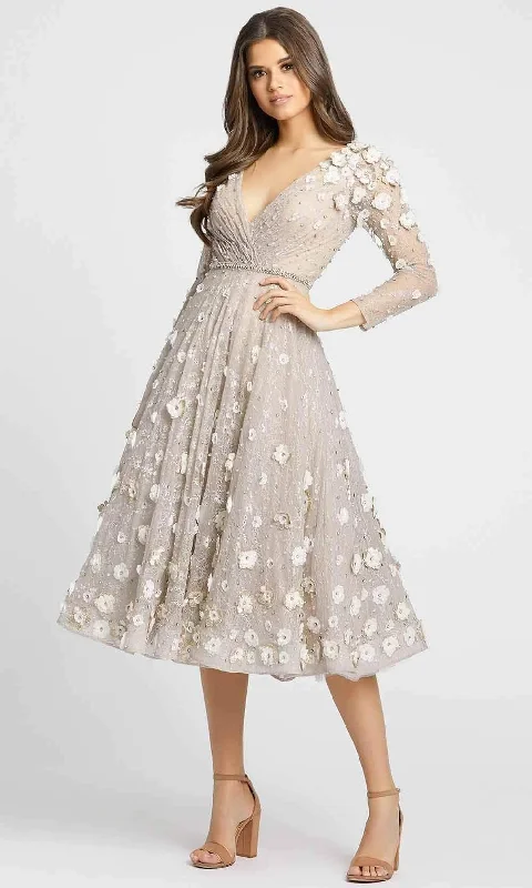 Cocktail dresses with a pom - pom trim and a short - sleeved styleMac Duggal Evening - 67387D 3D Floral Lace A-Line Dress