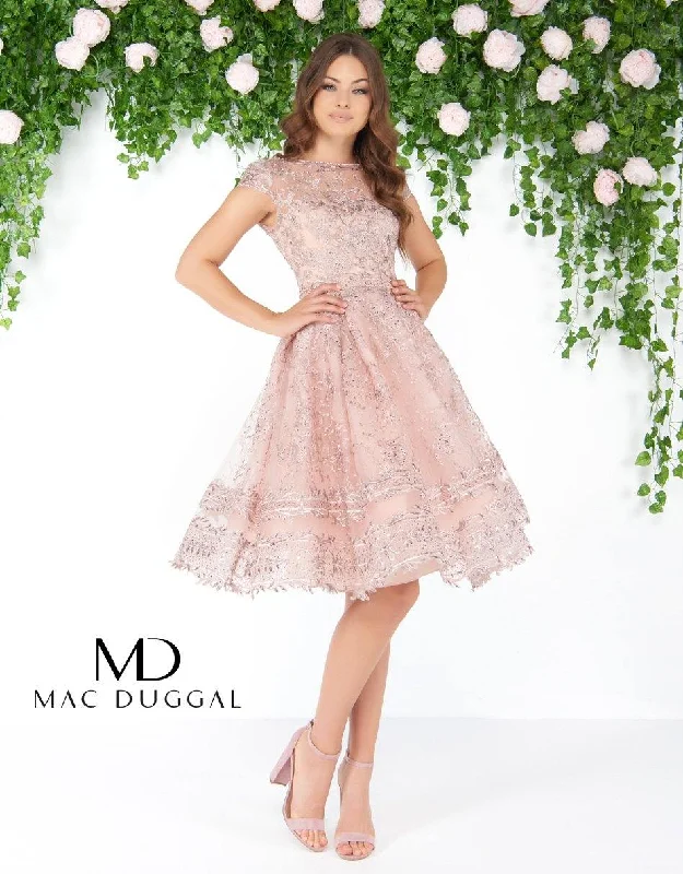 Cocktail dresses with a wrap - around style and a belted waistMac Duggal 50424 Homecoming Short Cocktail Dress
