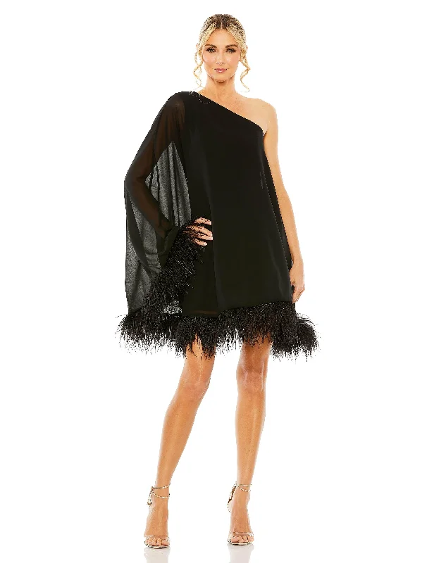 Cocktail dresses with a one - piece design and a statement bowMac Duggal 11623 Short One Shoulder Cocktail Dress